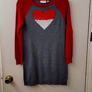 Red/gray Girls Valentine Dress